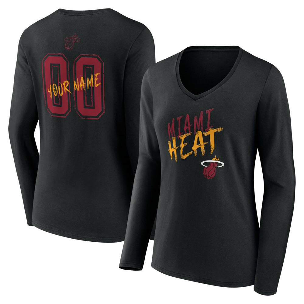 Miami Heat Women's Hustle Custom Long Sleeve V-Neck T-Shirt Online