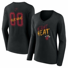 Miami Heat Women's Hustle Custom Long Sleeve V-Neck T-Shirt Online
