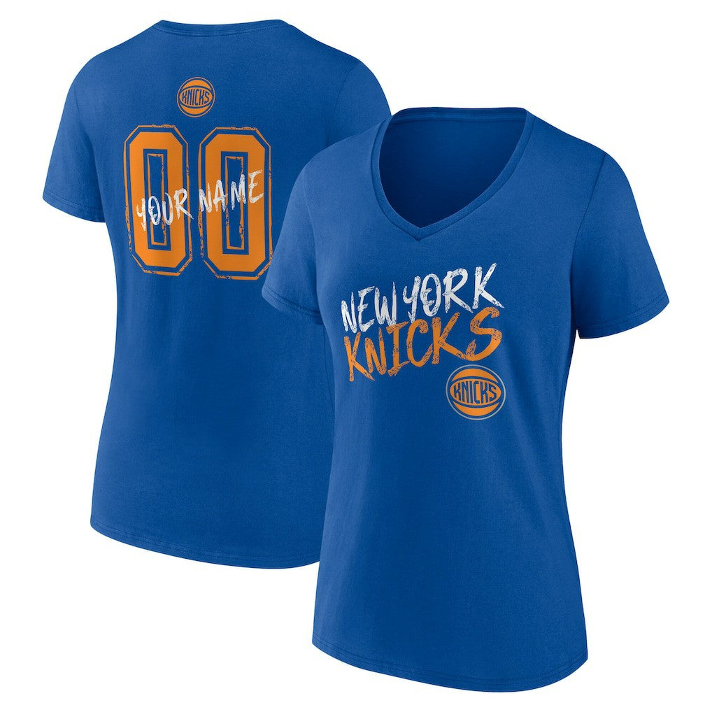 New York Knicks Women's Hustle Custom V-Neck T-Shirt Discount