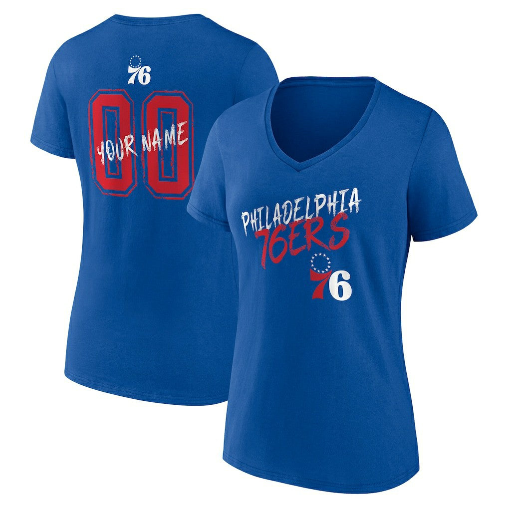 Philadelphia 76ers Women's Hustle Custom V-Neck T-Shirt On Sale
