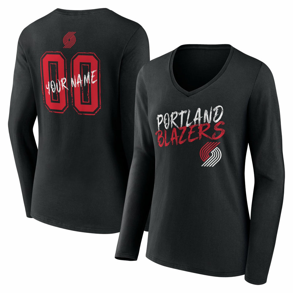 Portland Trail Blazers Women's Hustle Custom Long Sleeve V-Neck T-Shirt Discount