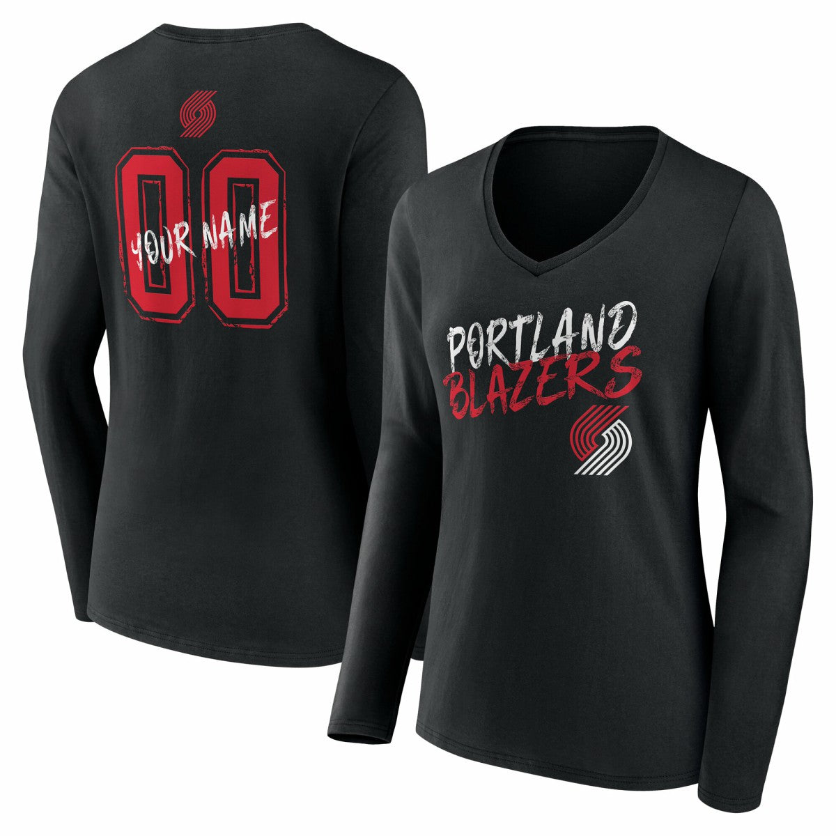 Portland Trail Blazers Women's Hustle Custom Long Sleeve V-Neck T-Shirt Discount