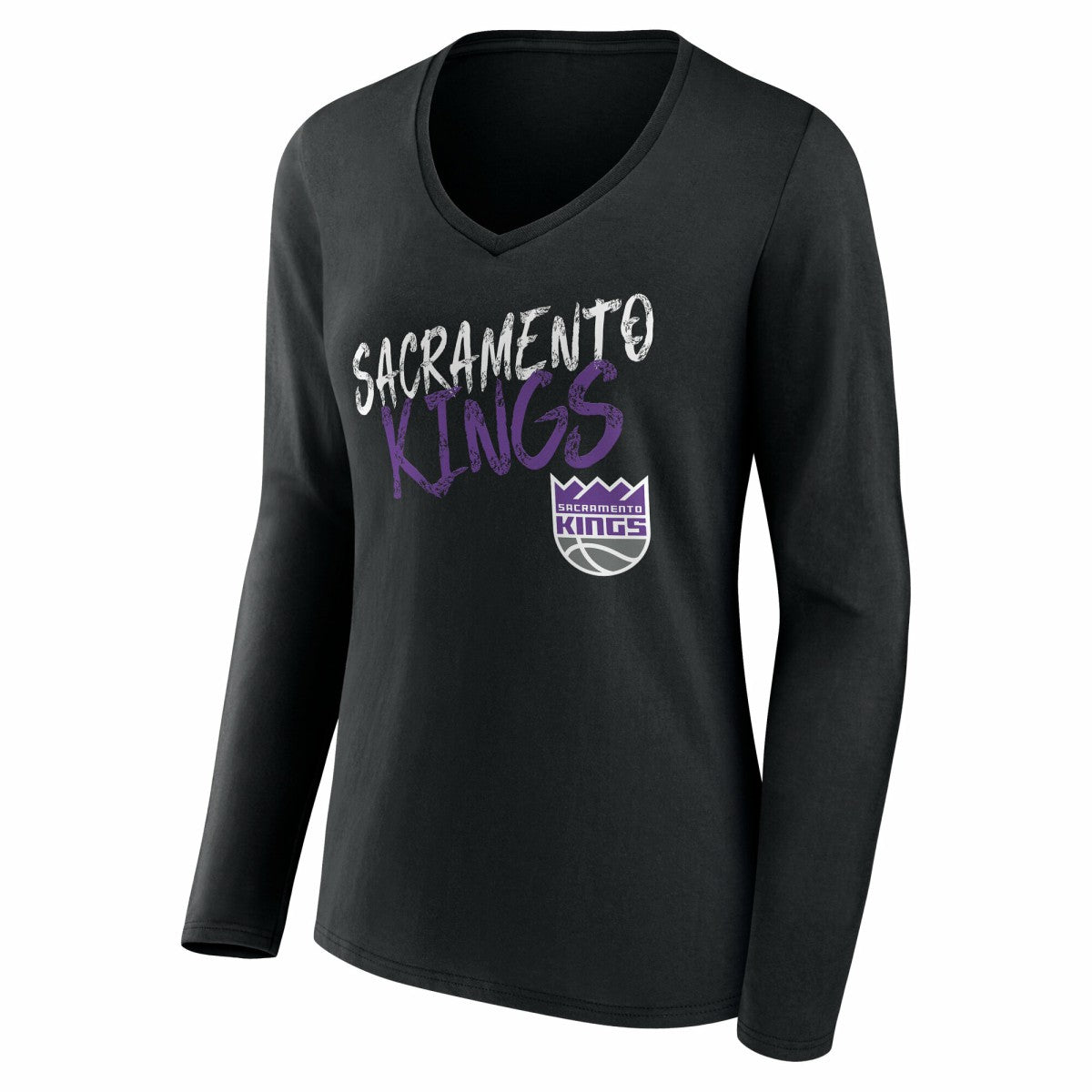 Sacramento Kings Women's Hustle Custom Long Sleeve V-Neck T-Shirt On Sale