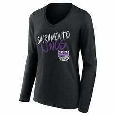 Sacramento Kings Women's Hustle Custom Long Sleeve V-Neck T-Shirt On Sale