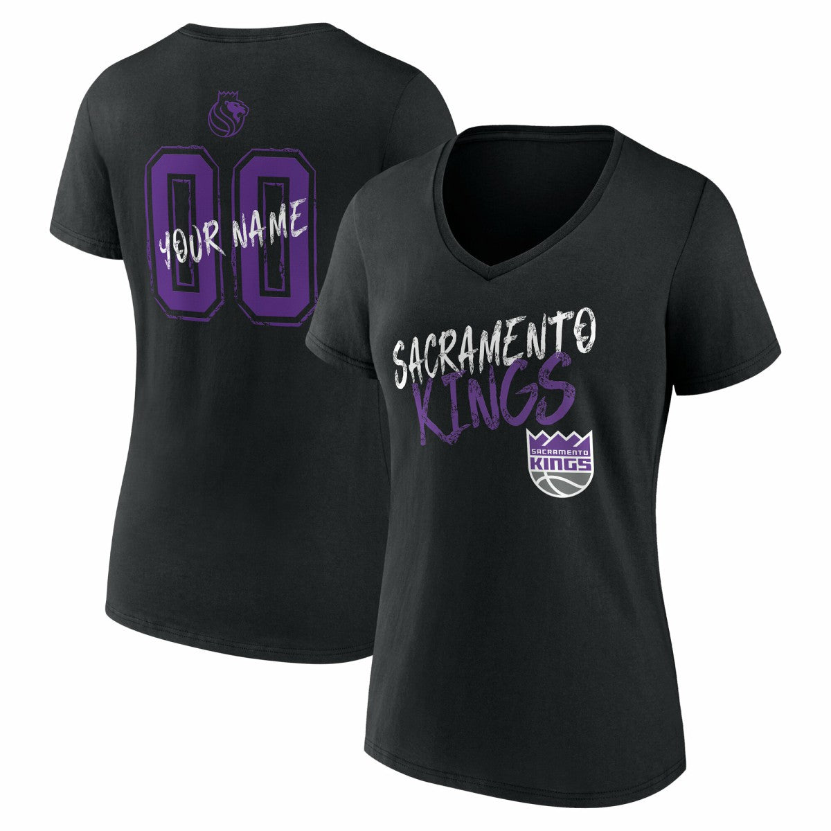 Sacramento Kings Women's Hustle Custom V-Neck T-Shirt For Sale