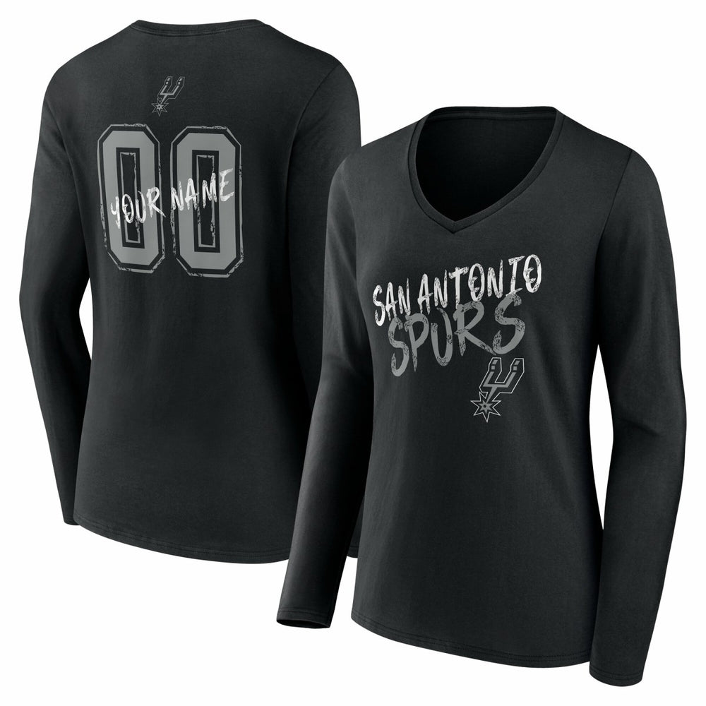 San Antonio Spurs Women's Hustle Custom Long Sleeve V-Neck T-Shirt Outlet