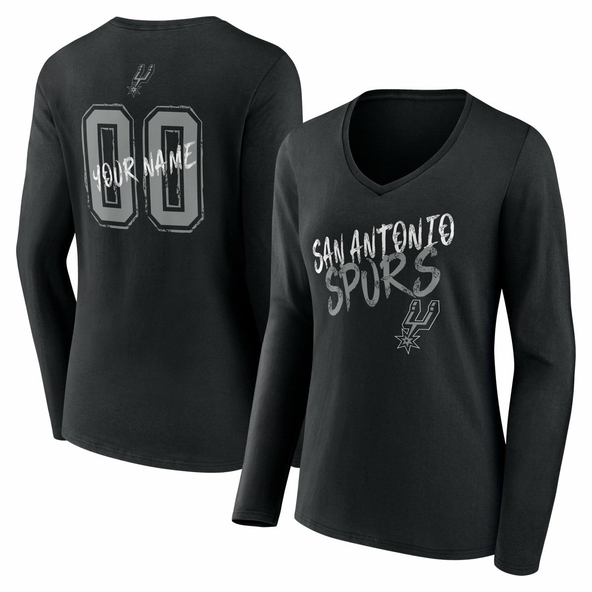 San Antonio Spurs Women's Hustle Custom Long Sleeve V-Neck T-Shirt Outlet