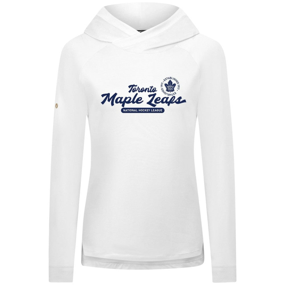 Toronto Maple Leafs Levelwear Women's Slender Monument Raglan Pullover Hoodie On Sale