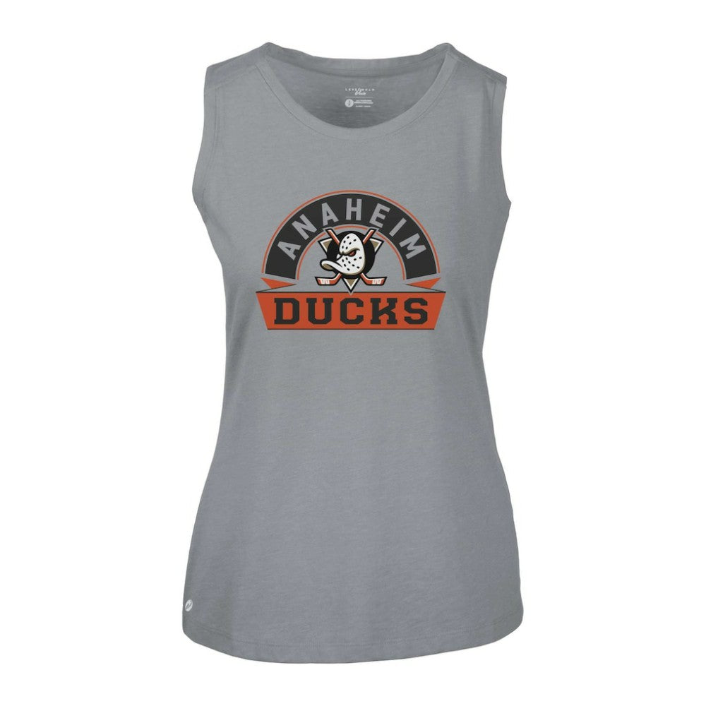 Anaheim Ducks Levelwear Women's Macy Banner Arch Tank Top On Sale