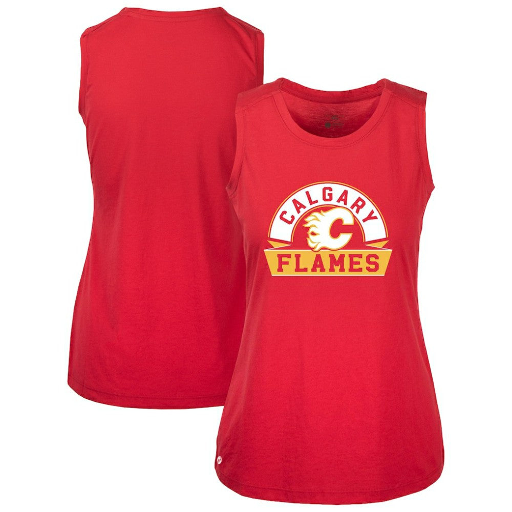 Calgary Flames Levelwear Women's Macy Banner Arch Tank Top On Sale