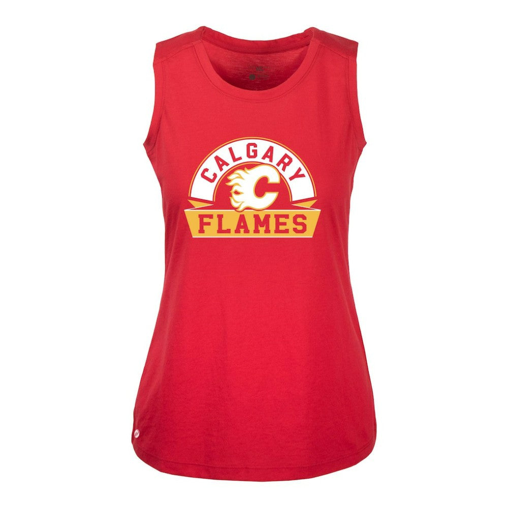 Calgary Flames Levelwear Women's Macy Banner Arch Tank Top On Sale