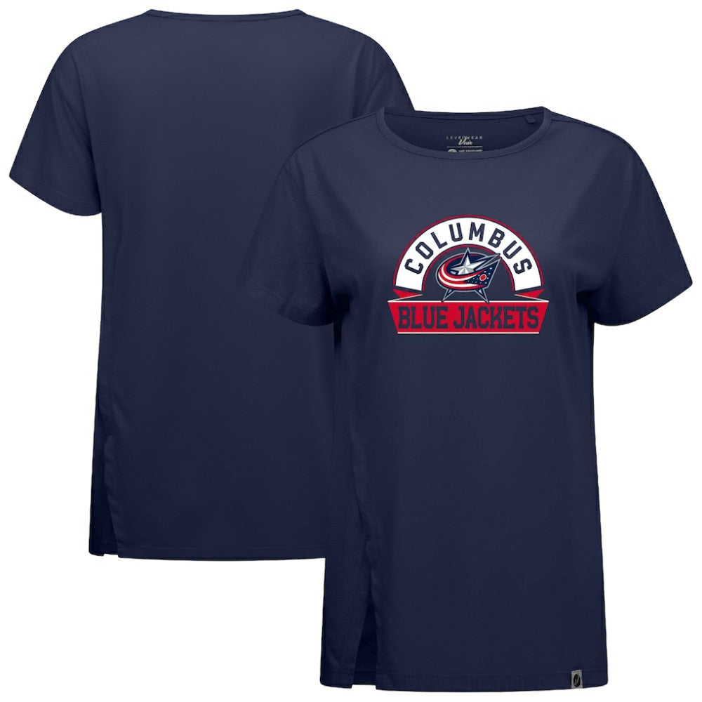 Columbus Blue Jackets Levelwear Women's Influx Banner Arch T-Shirt On Sale