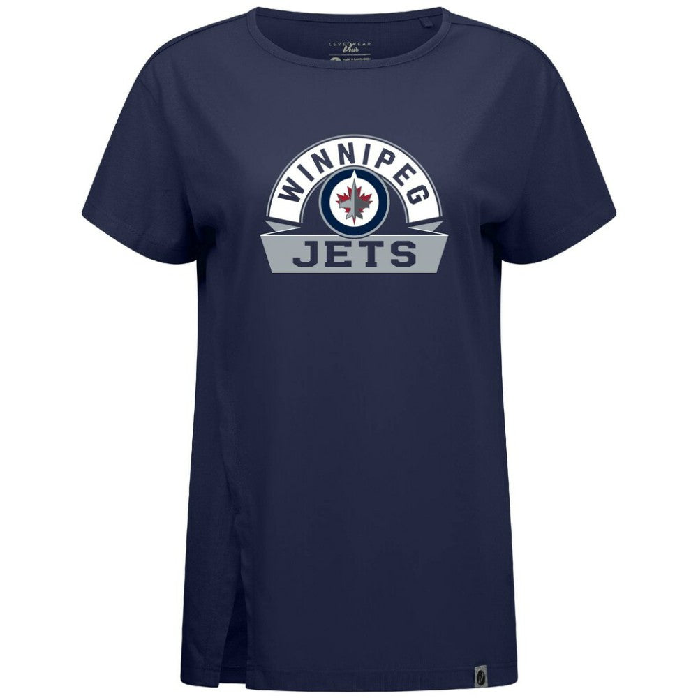 Winnipeg Jets Levelwear Women's Influx Banner Arch T-Shirt For Sale