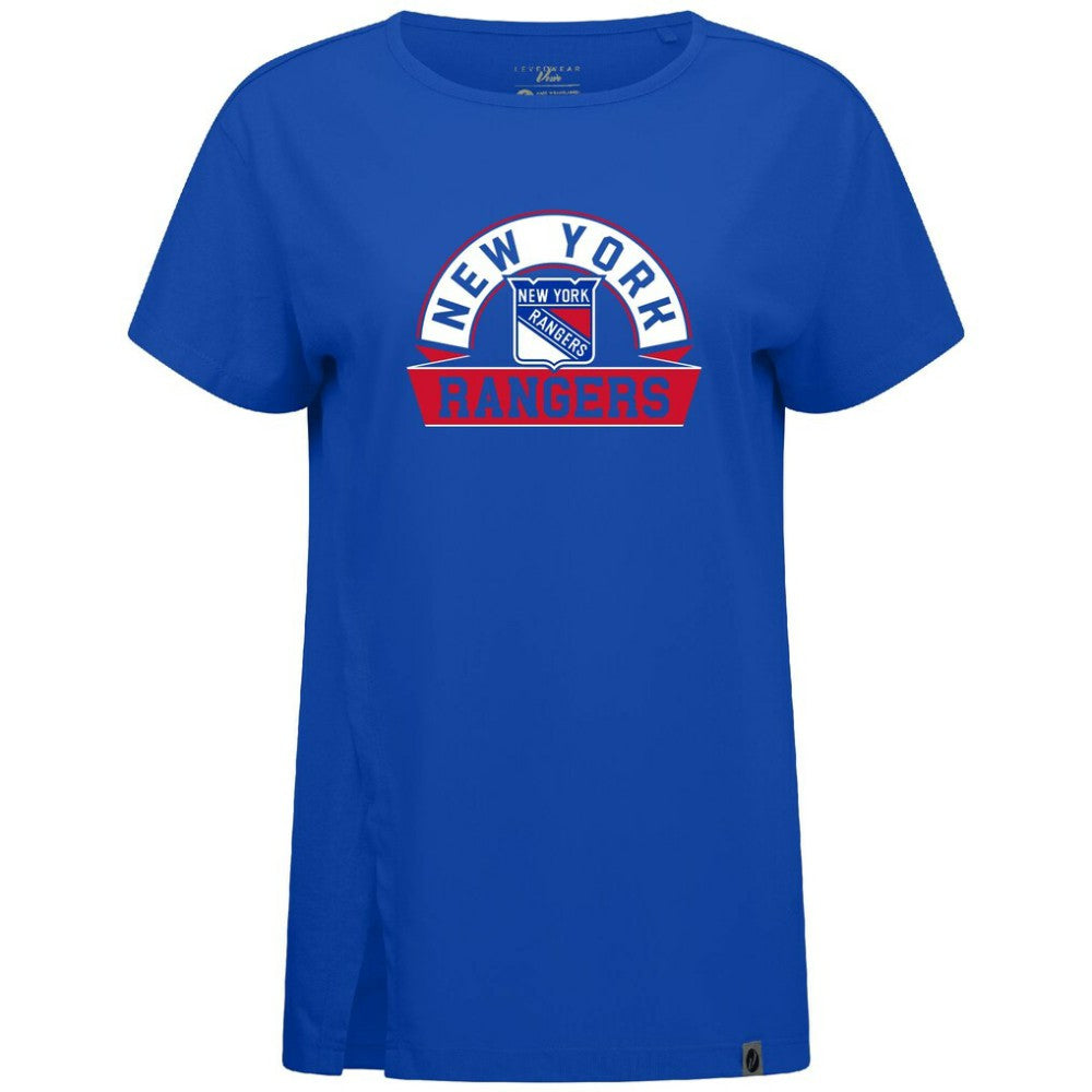 New York Rangers Levelwear Women's Influx Banner Arch T-Shirt On Sale