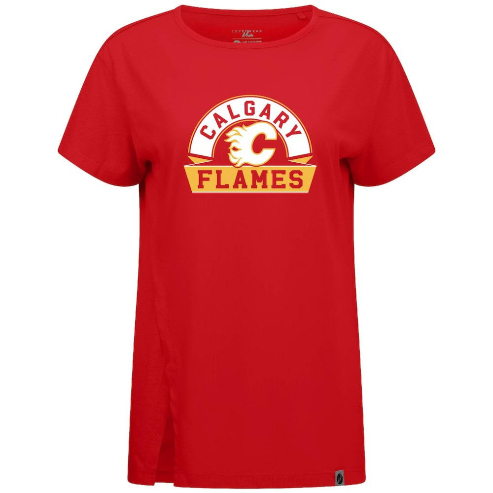 Calgary Flames Levelwear Women's Influx Banner Arch T-Shirt Outlet