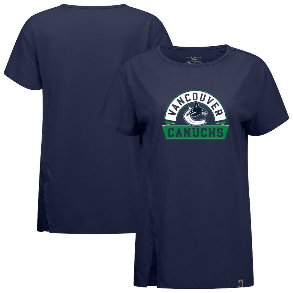 Vancouver Canucks Levelwear Women's Influx Banner Arch T-Shirt For Sale