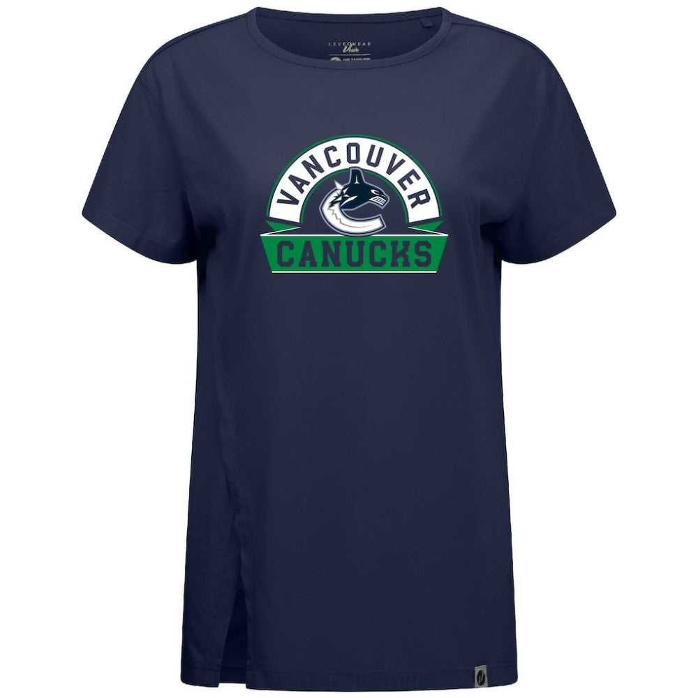Vancouver Canucks Levelwear Women's Influx Banner Arch T-Shirt For Sale