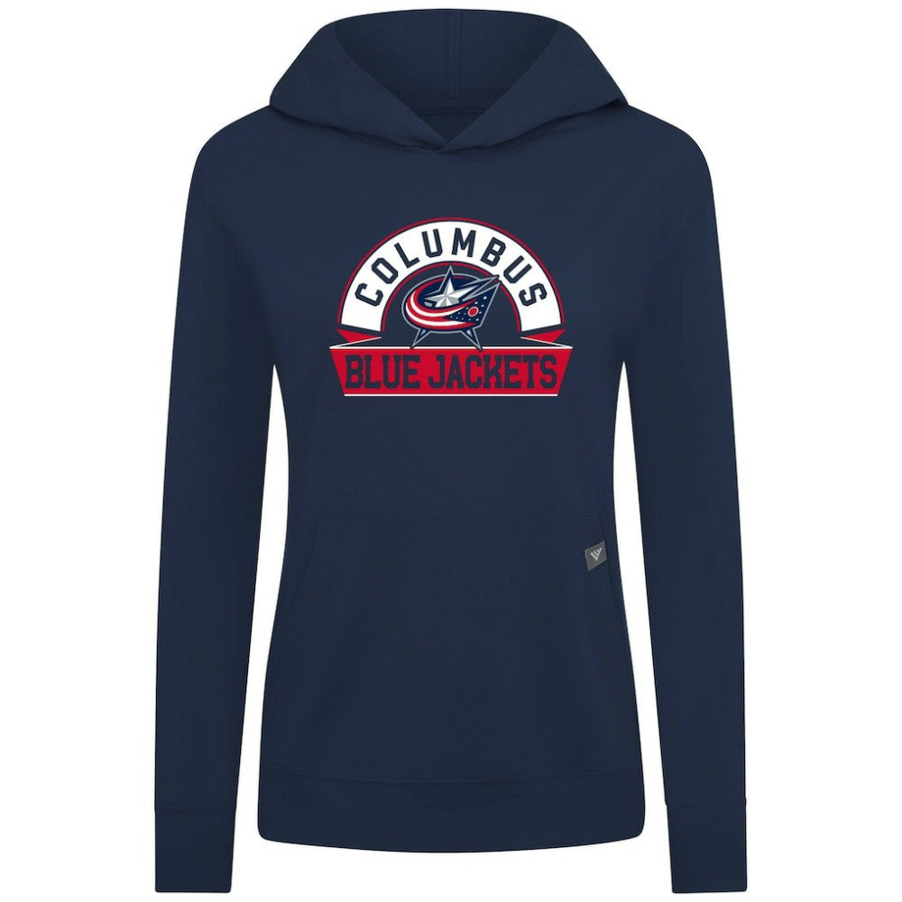 Columbus Blue Jackets Levelwear Women's Relay Banner Arch Pullover Hoodie Outlet
