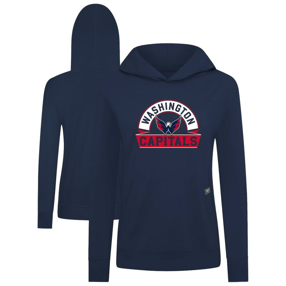 Washington Capitals Levelwear Women's Relay Banner Arch Pullover Hoodie For Sale