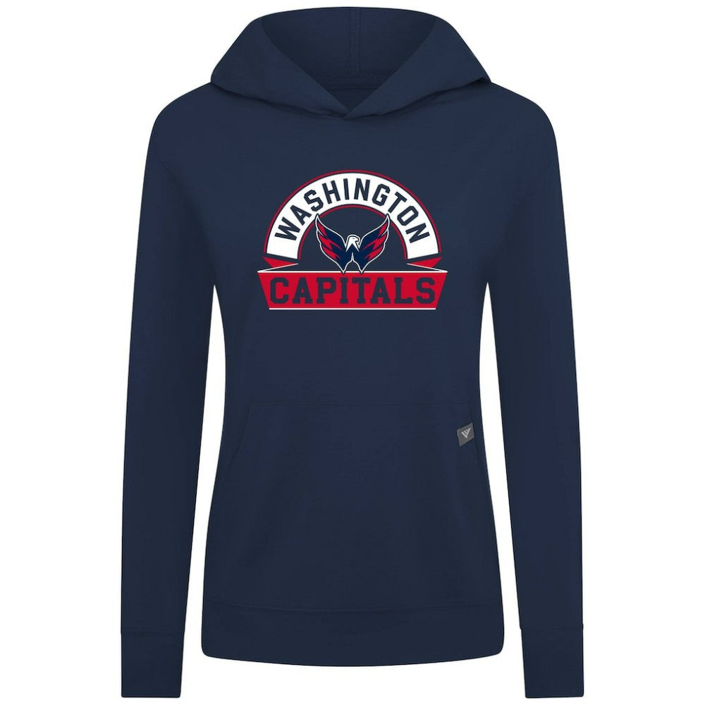 Washington Capitals Levelwear Women's Relay Banner Arch Pullover Hoodie For Sale