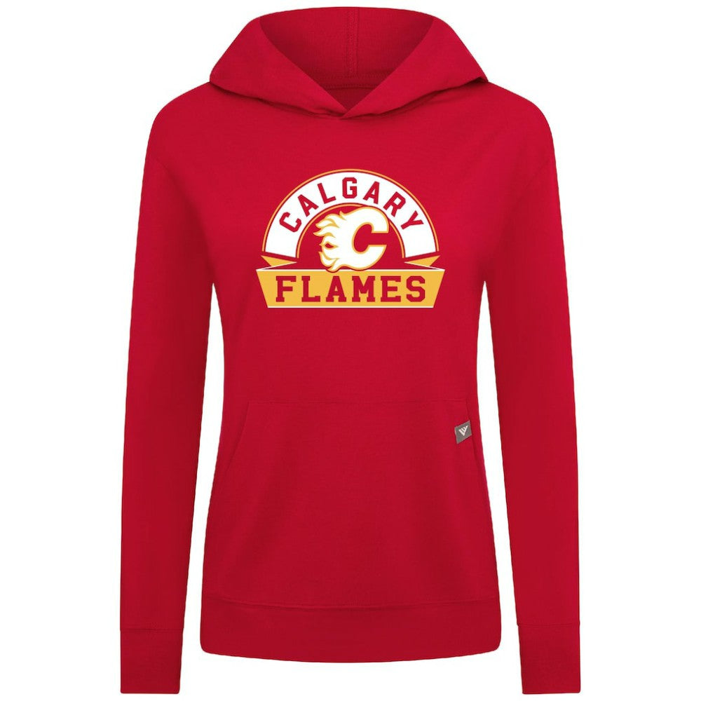 Calgary Flames Levelwear Women's Relay Banner Arch Pullover Hoodie Outlet