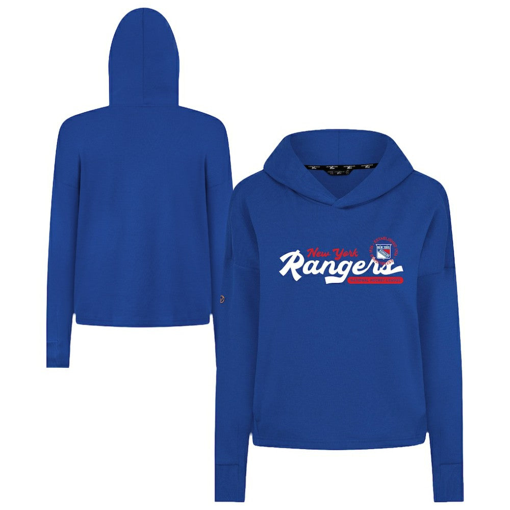 New York Rangers Levelwear Women's Sweet Monument Tri-Blend Cropped Pullover Hoodie Sale