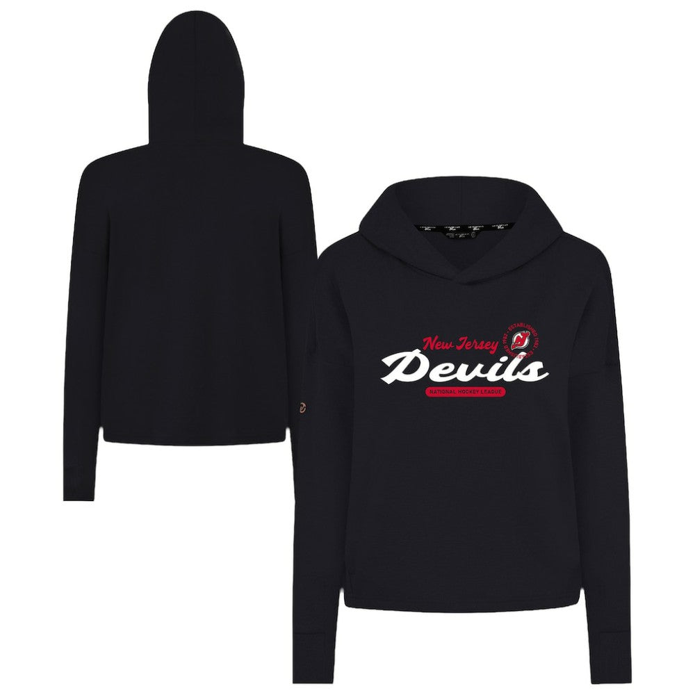 New Jersey Devils Levelwear Women's Sweet Monument Tri-Blend Cropped Pullover Hoodie For Sale