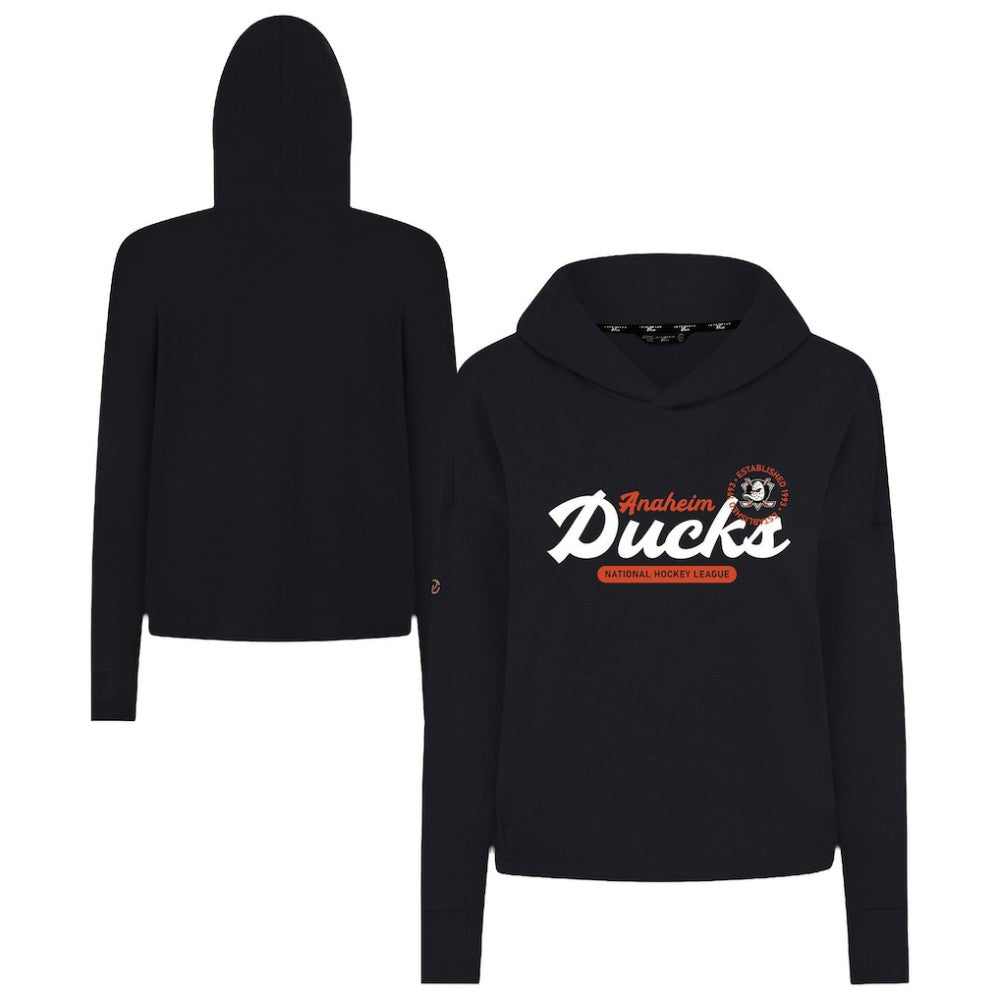 Anaheim Ducks Levelwear Women's Sweet Monument Tri-Blend Cropped Pullover Hoodie For Sale