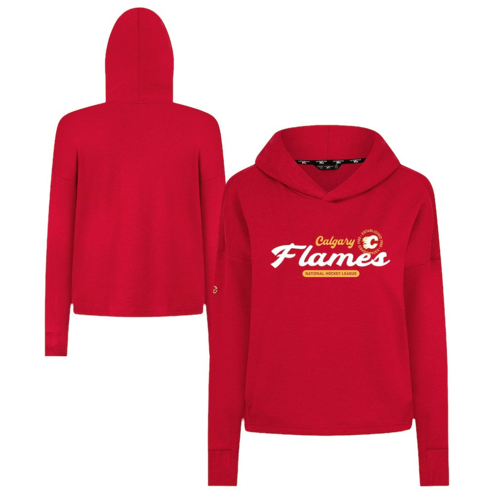 Calgary Flames Levelwear Women's Sweet Monument Tri-Blend Cropped Pullover Hoodie For Sale