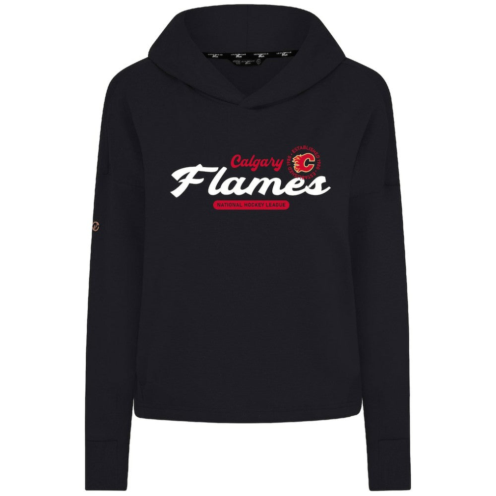 Calgary Flames Levelwear Women's Sweet Monument Tri-Blend Cropped Pullover Hoodie Outlet
