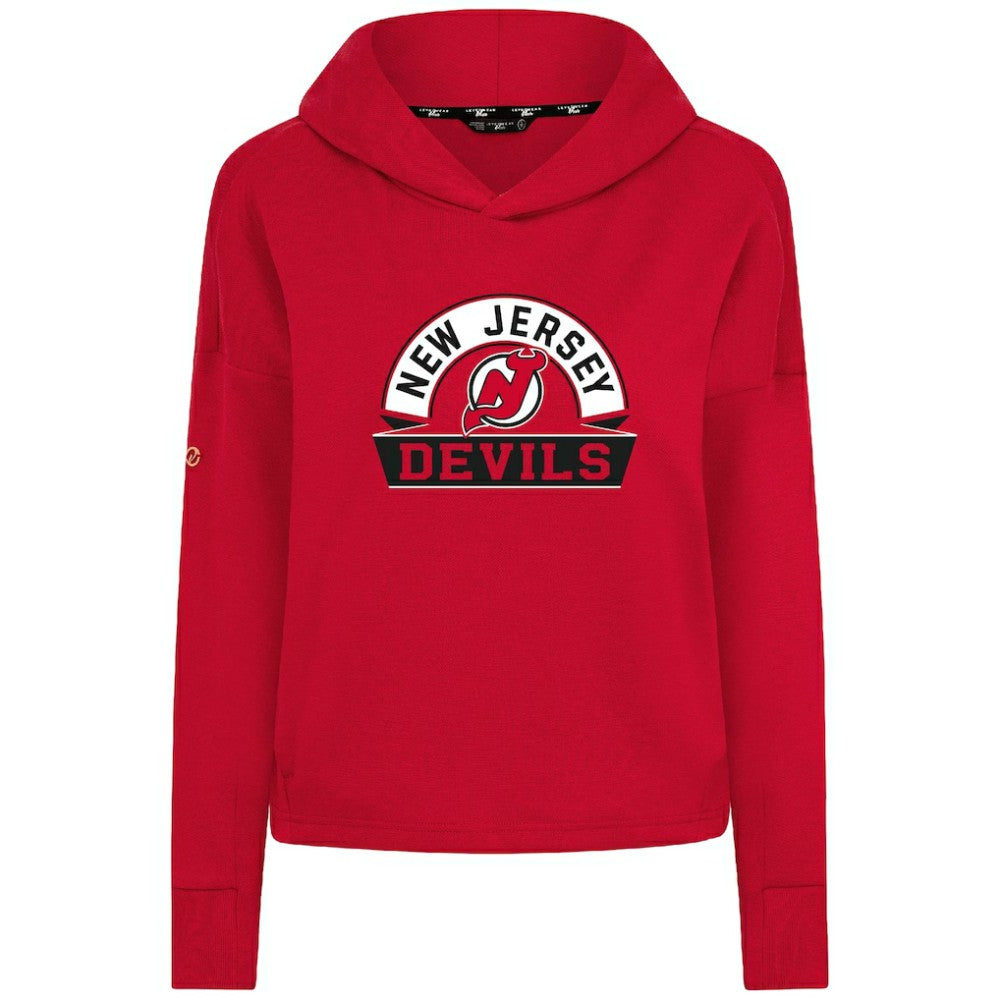 New Jersey Devils Levelwear Women's Sweet Banner Arch Tri-Blend Cropped Pullover Hoodie Discount
