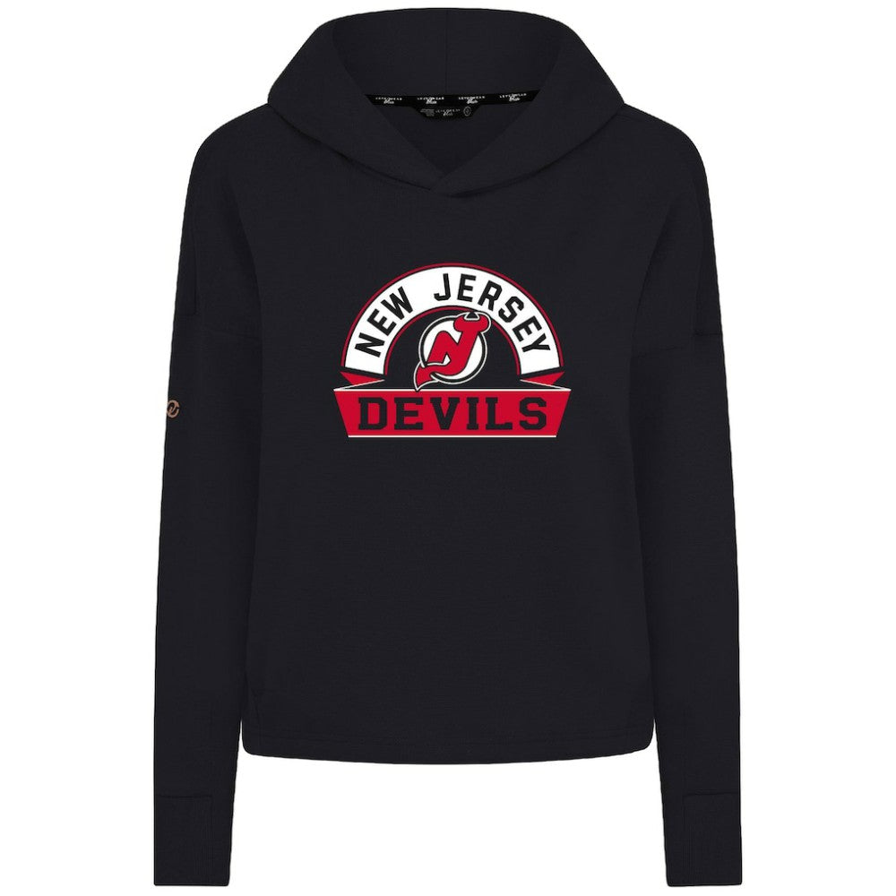 New Jersey Devils Levelwear Women's Sweet Banner Arch Tri-Blend Cropped Pullover Hoodie Discount