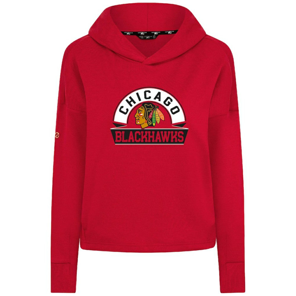 Chicago Blackhawks Levelwear Women's Sweet Banner Arch Tri-Blend Cropped Pullover Hoodie Outlet