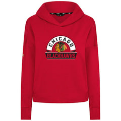 Chicago Blackhawks Levelwear Women's Sweet Banner Arch Tri-Blend Cropped Pullover Hoodie Outlet