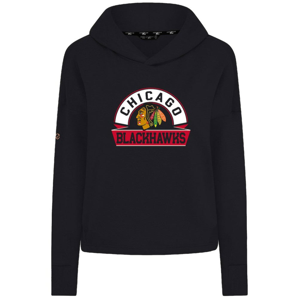 Chicago Blackhawks Levelwear Women's Sweet Banner Arch Tri-Blend Cropped Pullover Hoodie Sale