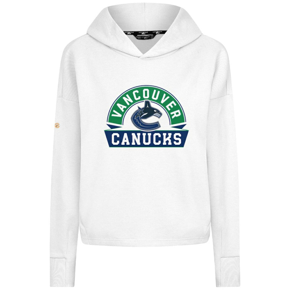 Vancouver Canucks Levelwear Women's Sweet Banner Arch Tri-Blend Cropped Pullover Hoodie On Sale