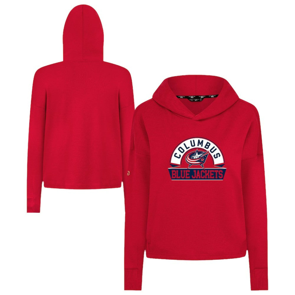 Columbus Blue Jackets Levelwear Women's Sweet Banner Arch Tri-Blend Cropped Pullover Hoodie On Sale