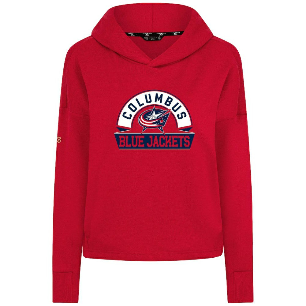 Columbus Blue Jackets Levelwear Women's Sweet Banner Arch Tri-Blend Cropped Pullover Hoodie On Sale