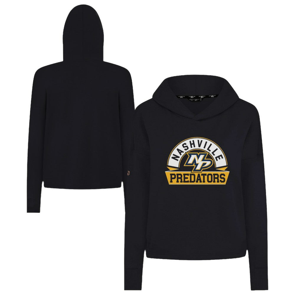 Nashville Predators Levelwear Women's Sweet Banner Arch Tri-Blend Cropped Pullover Hoodie Outlet