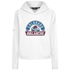 Colorado Avalanche Levelwear Women's Sweet Banner Arch Tri-Blend Cropped Pullover Hoodie Outlet