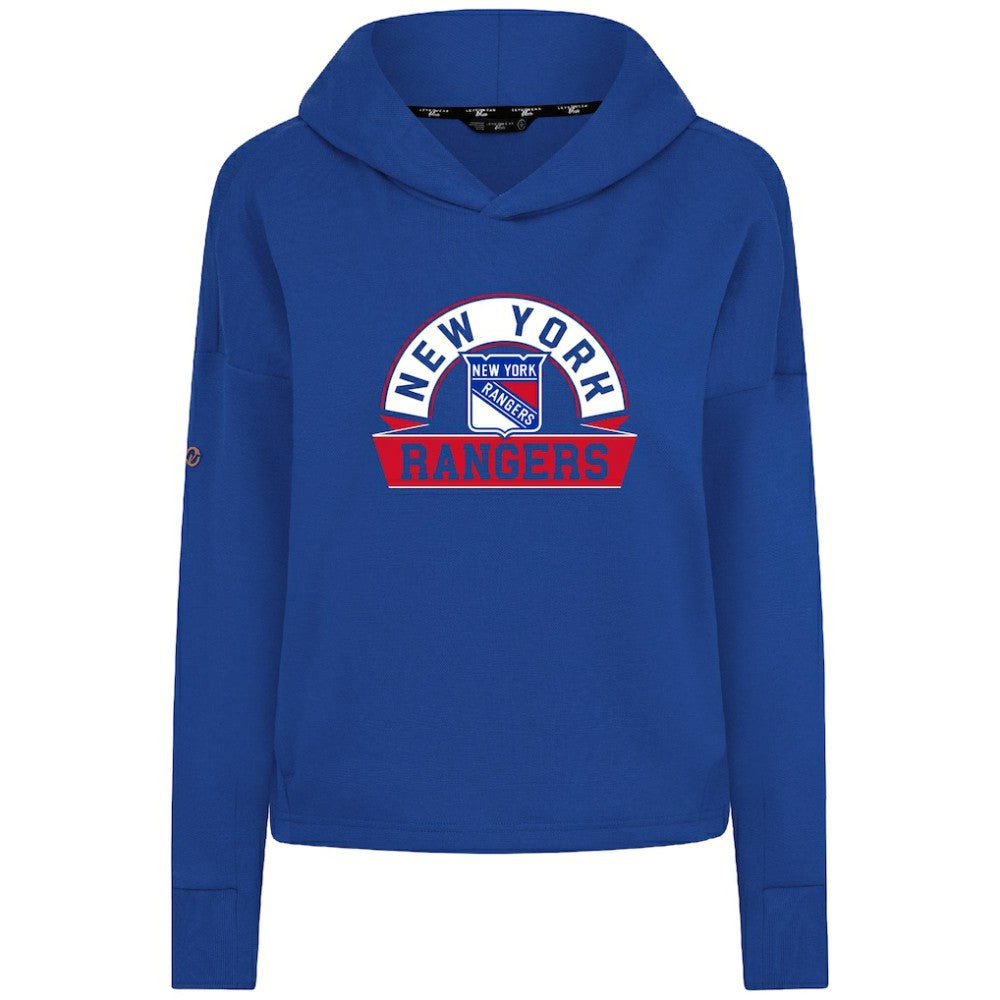 New York Rangers Levelwear Women's Sweet Banner Arch Tri-Blend Cropped Pullover Hoodie Discount