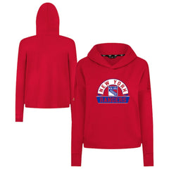 New York Rangers Levelwear Women's Sweet Banner Arch Tri-Blend Cropped Pullover Hoodie Sale