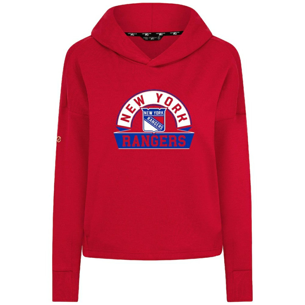 New York Rangers Levelwear Women's Sweet Banner Arch Tri-Blend Cropped Pullover Hoodie Sale