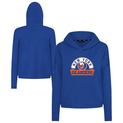 New York Islanders Levelwear Women's Sweet Banner Arch Tri-Blend Cropped Pullover Hoodie Outlet