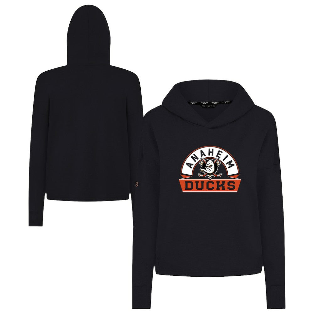 Anaheim Ducks Levelwear Women's Sweet Banner Arch Tri-Blend Cropped Pullover Hoodie Online