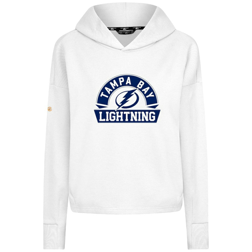 Tampa Bay Lightning Levelwear Women's Sweet Banner Arch Tri-Blend Cropped Pullover Hoodie Outlet