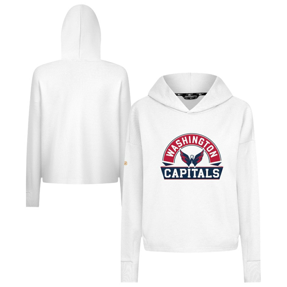 Washington Capitals Levelwear Women's Sweet Banner Arch Tri-Blend Cropped Pullover Hoodie On Sale