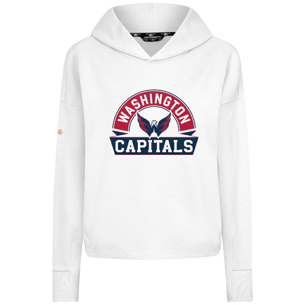 Washington Capitals Levelwear Women's Sweet Banner Arch Tri-Blend Cropped Pullover Hoodie On Sale