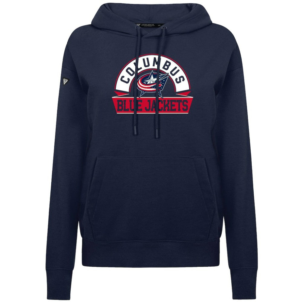 Columbus Blue Jackets Levelwear Women's Adorn Banner Arch Pullover Hoodie On Sale