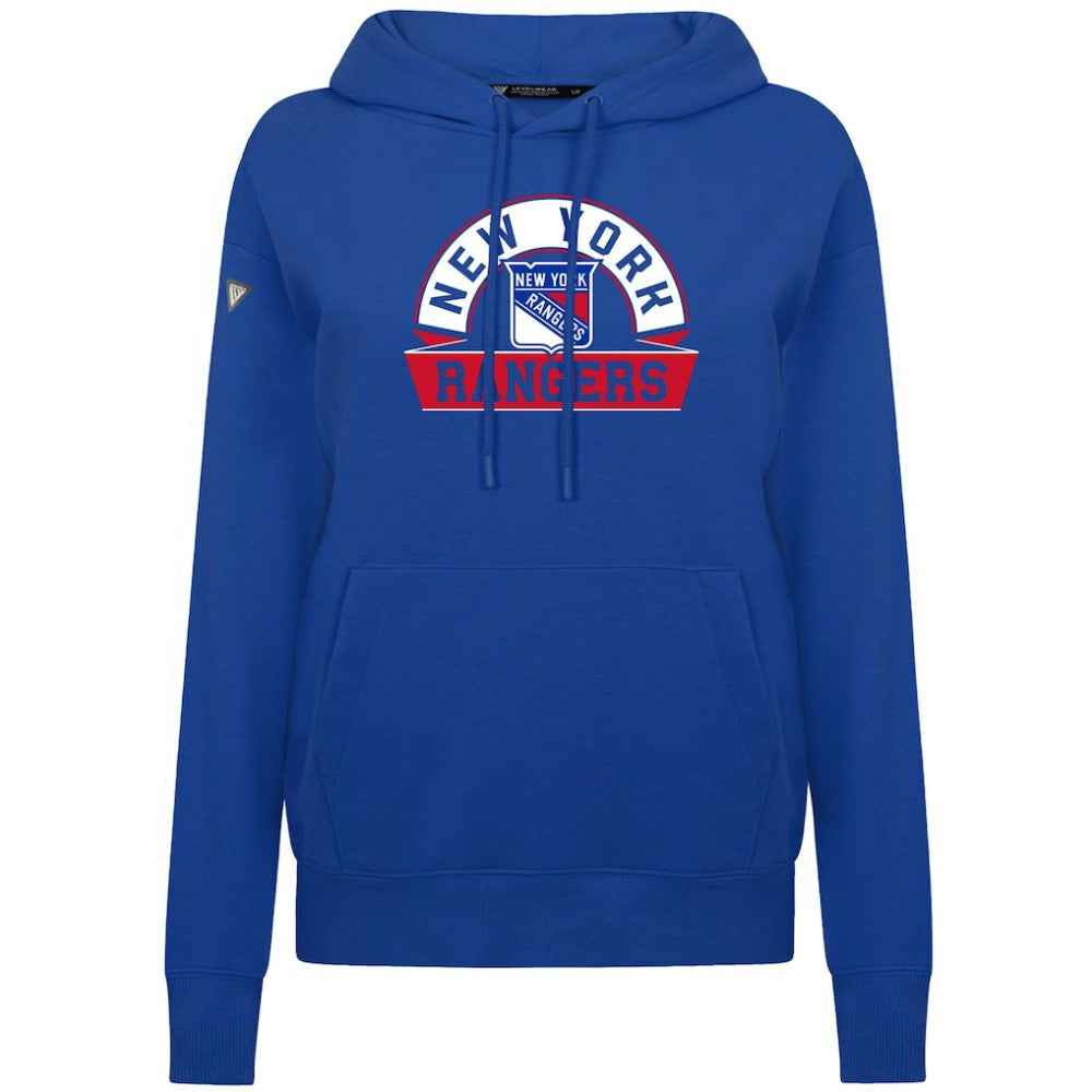 New York Rangers Levelwear Women's Adorn Banner Arch Pullover Hoodie Outlet
